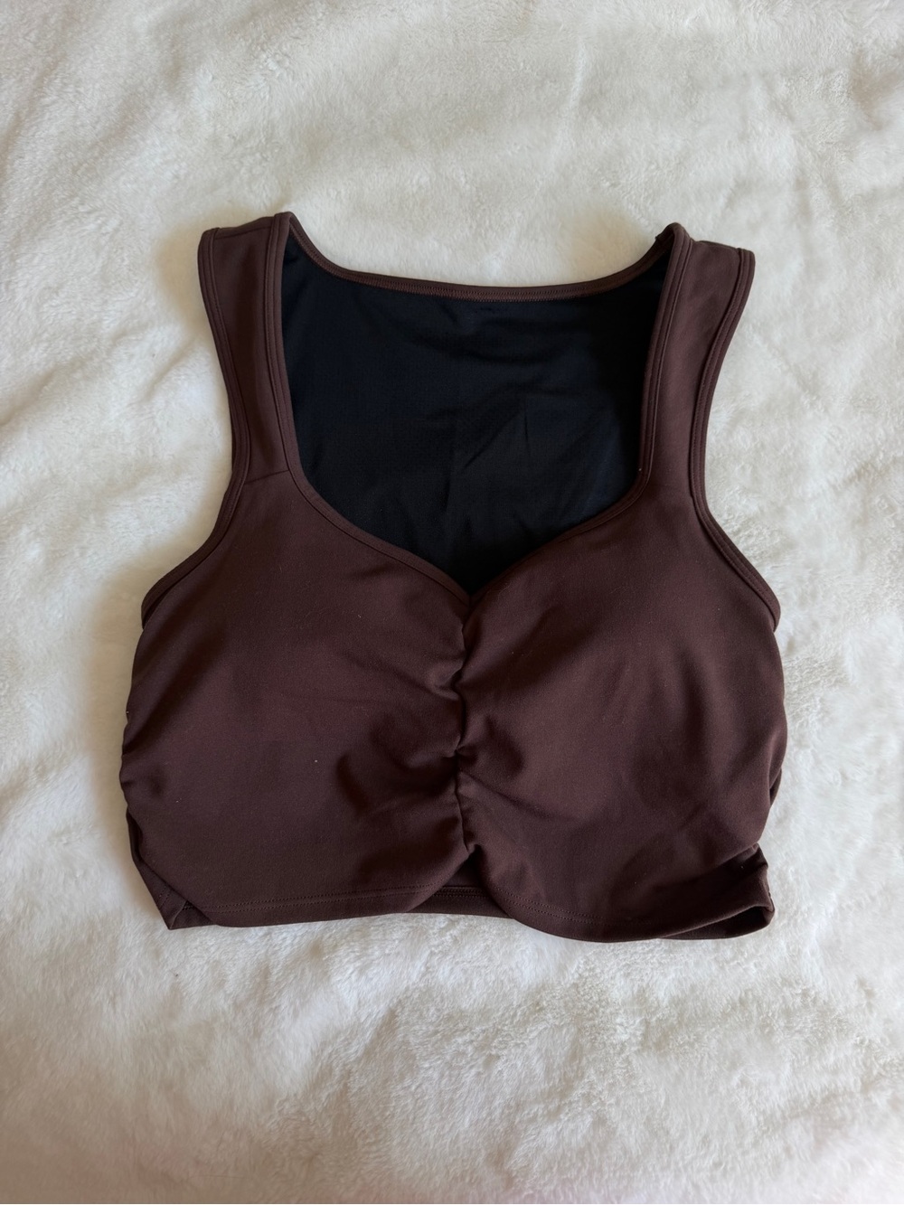 GapFit PowerMove Ruched Sports Bra Medium Brown